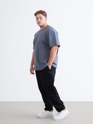 LC Waikiki Siyah Büyük Beden Standart Kalıp Erkek Kargo Pantolon