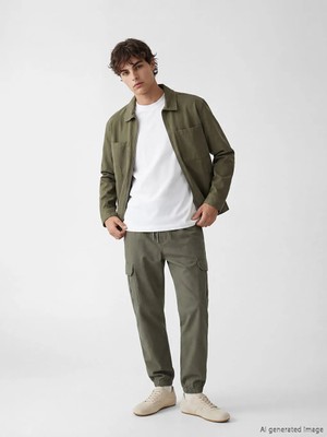 LC Waikiki Haki Standart Kalıp Poplin Erkek Jogger Pantolon