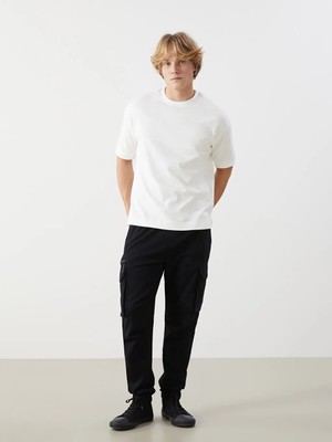 LC Waikiki Siyah Standart Kalıp Erkek Kargo Pantolon