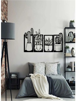 Mey İthalat Mey Ithalat® Kaktüs Çerçeve Serisi – Ahşap Duvar Dekoru (4’lü Set)