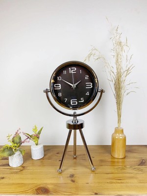 Mey İthalat Mey Ithalat® Krom Metal Mini Tripod Tasarım Masa Saati 45×26 cm
