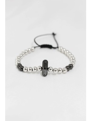 Butik Mey Ithalat® Füme Gümüş Renk Çelik Zirkon Objeli Asansörlü Bileklik