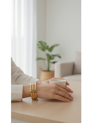 TrendyX Çelik Kalın Ajda Bilezik 65 mm Kararmaz 3lü