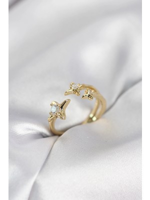 Butik Mey Ithalat® Minimal Kutup Yıldızı Model Gold Renk Kadın Yüzük