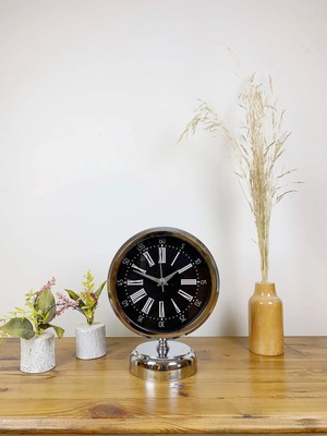 Mey İthalat Mey Ithalat® Krom Metal Roma Rakamlı Masa Saati 25×20 cm