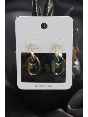 Butik Mey Ithalat® Renkli Hematit Taşlı Küpe Seti