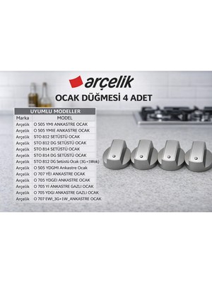 Arçelik Beko Ocak Düğme 4 Adet Yandan Kontrol Düğmesi 157925270