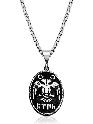 Norino 925 Ayar Gümüş Çift Başlı Selçuklu Kartalı Gümüş Kolye