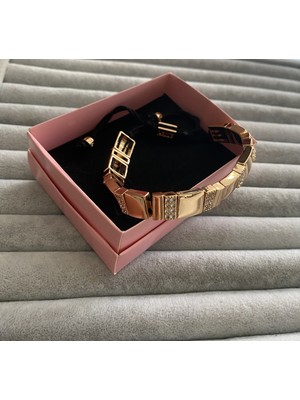 Pink Siyap Ip Çelik Taşlı Ayarlanabilir Bileklik