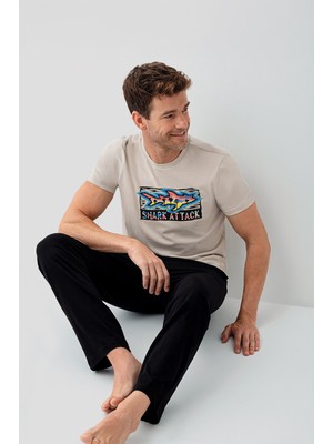 Arnetta Erkek Krem Pijama Takım
