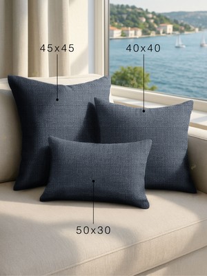 Demor Home Keten Dokulu Granit Grisi Kırlent Yastık Kılıfı