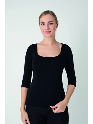 Confeo Kadın Modal U Yaka 3/4 Kol T-Shirt C801-035