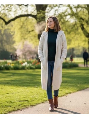 Genel Kadın Kapüşonlu Cepli Uzun Hırka