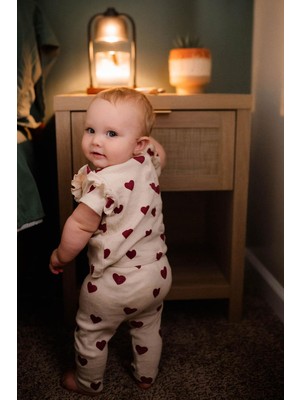 Antebies Organik Gots Sertifikalı Kiraz Baskılı Kız Bebek Sweatshirt Tayt Takımı