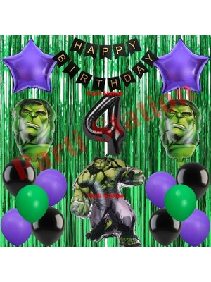 Parti Station 4 Yaş Hulk Konsept Perdeli Balon Seti 10 Adet Renkli Doğum Günü Eğlencesi