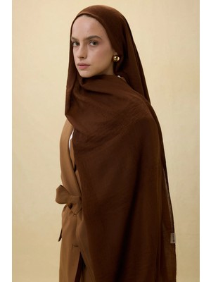 Fenza Scarf Brıce Çikolata Kahve Uzun Saçak Püsküllü Pamuklu Şal