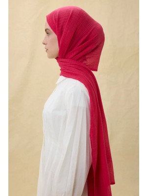 Fenza Scarf Brıce Mercan Pembe Uzun Saçak Püsküllü Pamuklu Şal