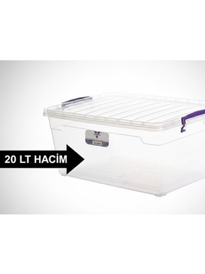 Kızılelmada 20 Lt Şeffaf Plastik Saklama Kutusu Kapaklı