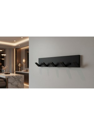 By Arkincoff Modern Siyah 5 Kancalı Duvar Askılığı