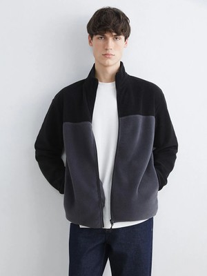 LC Waikiki Siyah Dik Yaka Polar Erkek Fermuarlı Sweatshirt