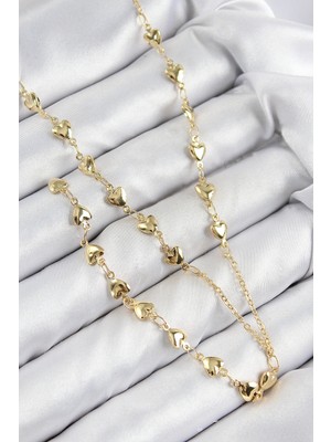 Shopwave Pirinç Zirkon Taşlı Kalp Model Gold Renk Y Kolye