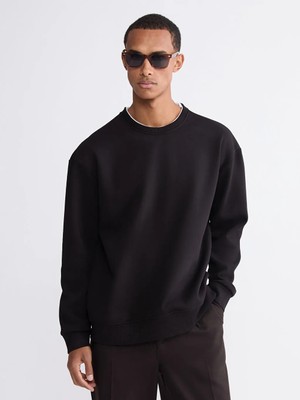 LC Waikiki Kahverengi Bisiklet Yaka Erkek Kalın Sweatshirt