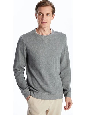 LC Waikiki Gri Bisiklet Yaka Uzun Kollu Erkek Sweatshirt