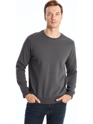 LC Waikiki Antrasit Bisiklet Yaka Erkek Kalın Sweatshirt