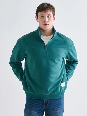 LC Waikiki Petrol Dik Yaka Erkek Sweatshirt