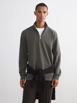 LC Waikiki Haki Dik Yaka Erkek Sweatshirt