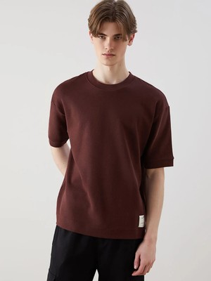 LC Waikiki Bordo Bisiklet Yaka Kısa Kollu Erkek Sweatshirt