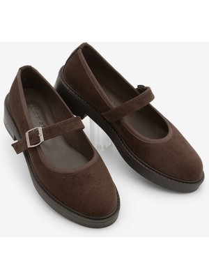 Marjin Kadın Loafer Bantlı Günlük Ayakkabı Norgi Kahve Süet