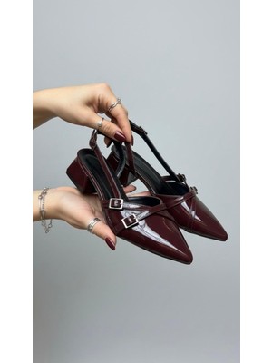 Kadın Beatris Çift Bantlı Sivri Burun Kısa Topuk Günlük Babet Klasik Ayakkabı