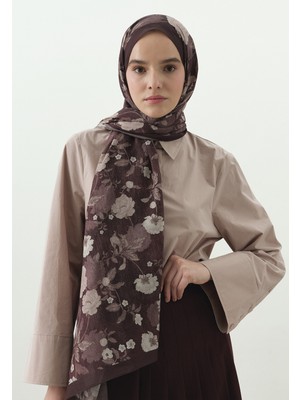 Fresh Reverıe Desenli Pamuk Viskon Şal Mürdüm