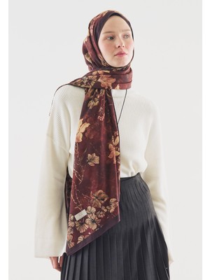 Fresh Bordo Fall Breeze Desenli Pamuk Viskon Şal
