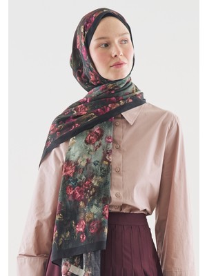 Fresh Evelyne Desenli Pamuk Viskon Şal Koyu Yeşil