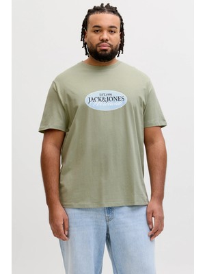 Jack & Jones Plus Büyük Beden % 100 Pamuk Regular Fit Logolu T Shirt Erkek T Shirt 12298346