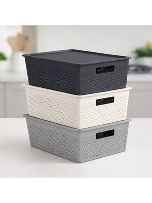 Trend Maison Çok Amaçlı Düzenleyici Organizer 12 L. Plastik Kapaklı Saklama Kutusu