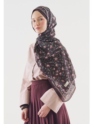 Fresh Leana Desenli Pamuk Viskon Şal Mürdüm