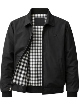 Sivaist Erkek Siyah Regular Bonded Kumaş Klasik Yaka Mevsimlik&Yazlık Mont