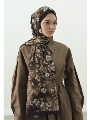 Fresh Tıny Daısy Desenli Pamuk Viskon Şal Vizon