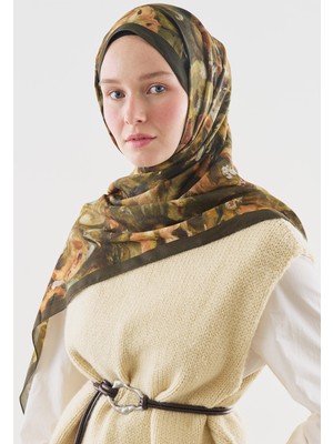 Fresh Sweet Vanılla Desenli Pamuk Viskon Şal Haki