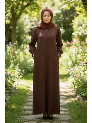 She Best Aerobin Kumaş Tesettür Cepli Ferace - Günlük Rahat Kesim Uzun Kap