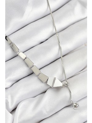 Shopwave Pirinç Yılan Model Gümüş Renk Asansörlü Kadın Kolye