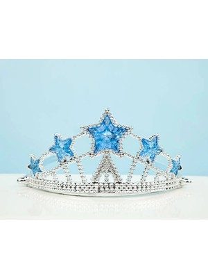 Shopwave Mavi Yıldız Taşlı Plastik Kraliçe Prenses Elsa Tacı Çocuk Boy (5047)
