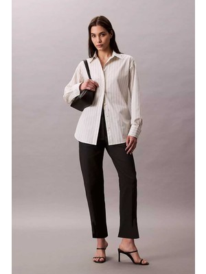 Calvin Klein Kadın Straight Leg Stretch Chino Pantolon - Siyah