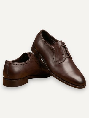 HERMOSE Eterna | Kahverengi Düz Derby Hakiki Deri Ayakkabı