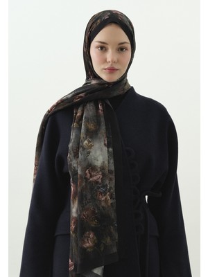 Fresh Evelyne Desenli Pamuk Viskon Şal Antrasit