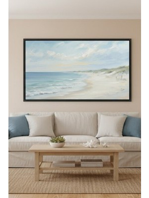 Safir Design Dingin Kumsal ve Masmavi Deniz Manzaralı Çerçeveli Tablo