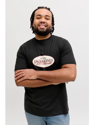 Jack & Jones Plus Büyük Beden % 100 Pamuk Regular Fit Logolu T Shirt Erkek T Shirt 12298346